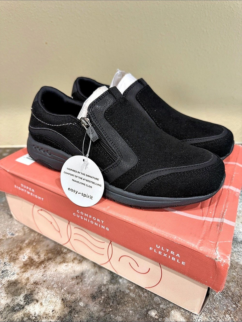 Easy Spirit Thallow Side Zip Casual Shoe Sneakers Black US 7